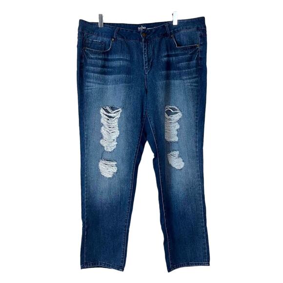 New York & Company Women’s Jeans Soho Mid Rise Boyfriend Distressed Plus Size 18 - Picture 2 of 8